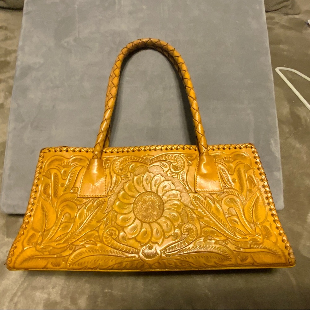 Alejandro Yeo hand tooled yellow bag